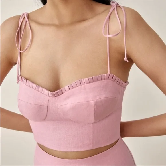 NWT Reformation rima linen two piece skirt set - Picture 3 of 11